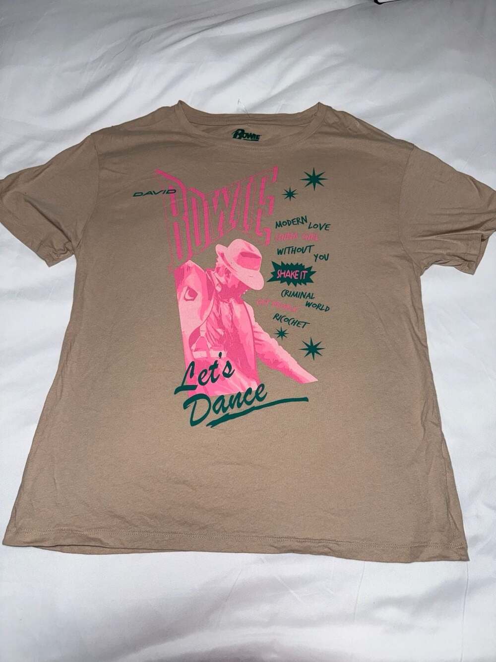 David Bowie Let's Dance Tan & Pink Women's Graphic T-Shirt